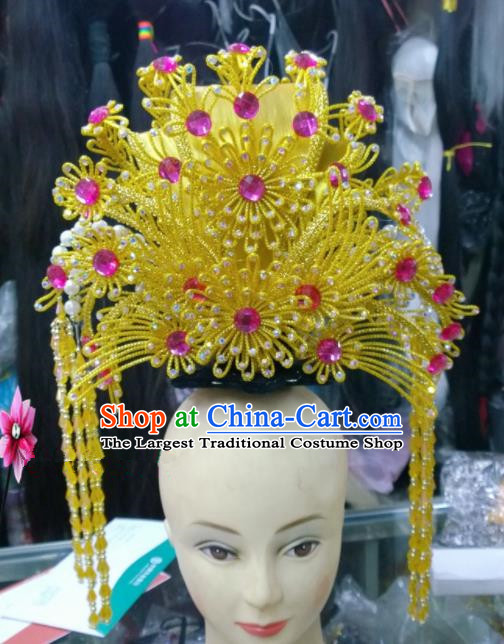 Chinese Classical Queen Hair Accessories Traditional Ancient Beijing Opera Golden Phoenix Coronet for Women