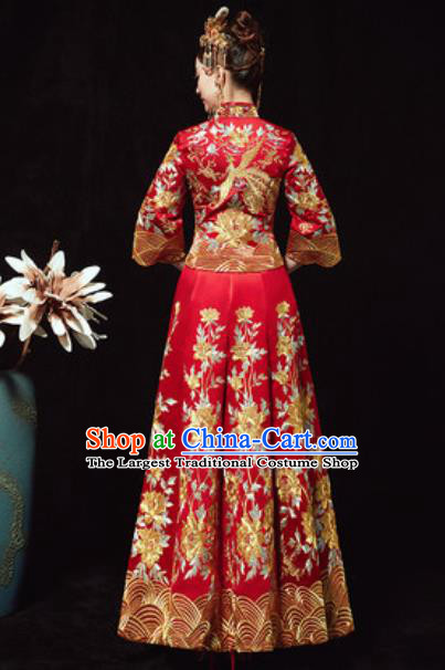 Chinese Traditional Xiuhe Suits Ancient Bride Embroidered Wedding Dress for Women