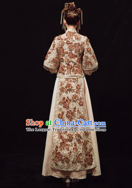 Chinese Traditional Wedding Costumes Embroidered Xiuhe Suits Ancient Bride Dress for Women
