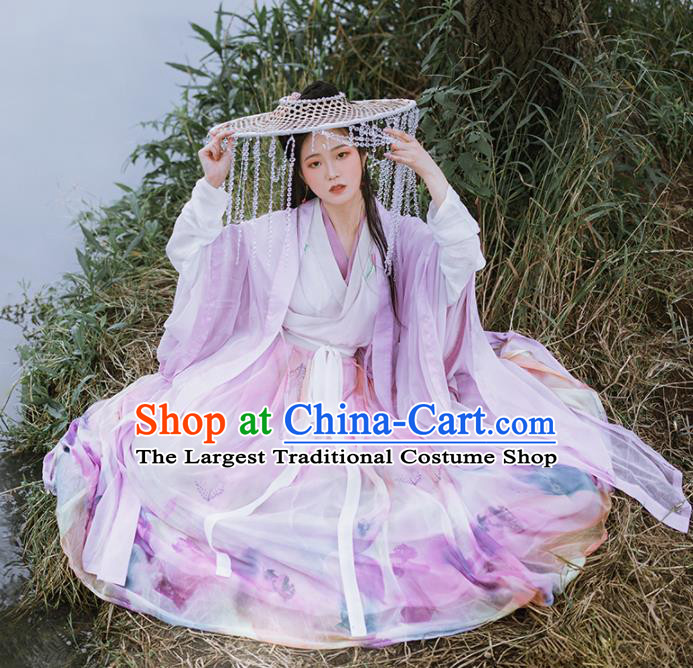 Chinese Ancient Swordswoman Hanfu Dress Traditional Jin Dynasty Princess Embroidered Costumes for Women