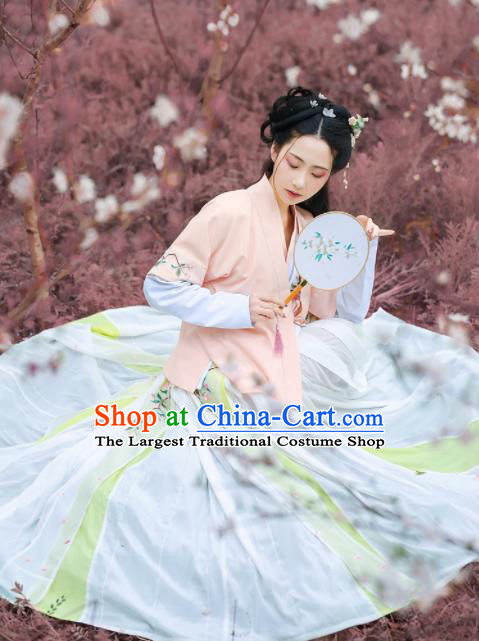 Chinese Ancient Drama Peri Embroidered Costumes Traditional Tang Dynasty Princess Hanfu Dresses for Women