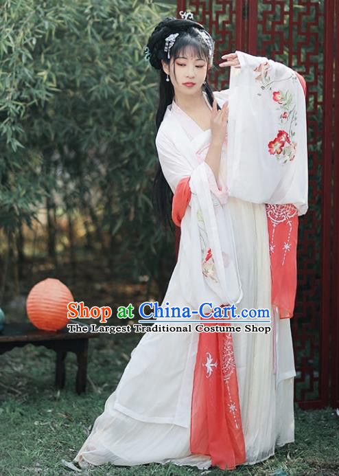 Chinese Ancient Drama Princess Embroidered Costumes Traditional Tang Dynasty Palace Lady Hanfu Dress for Women