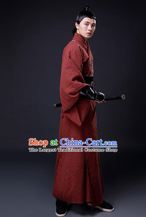 Chinese Ancient Han Dynasty Drama Swordsman Knight Costumes for Men