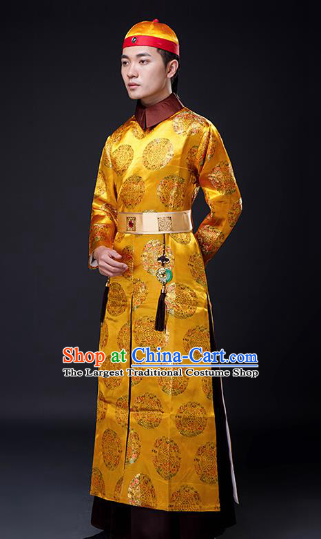 Traditional Chinese Ancient Qing Dynasty Drama Emperor Costumes and Hat for Men