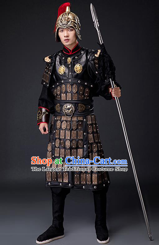 Chinese Ancient Drama Tang Dynasty General Helmet and Body Armour for Men