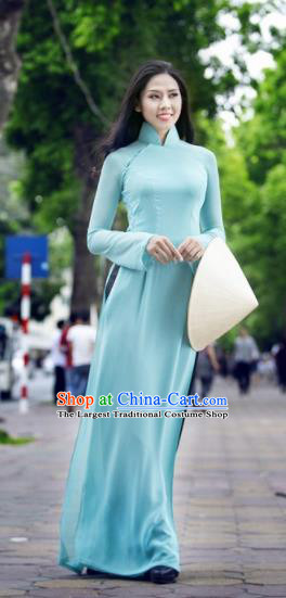 Vietnam Traditional Female Costume Vietnamese Bride Green Ao Dai Qipao Dress Cheongsam for Women