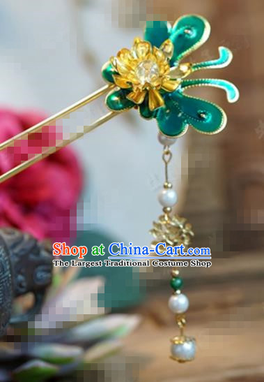 Chinese Ancient Wedding Hair Jewelry Accessories Palace Green Butterfly Hairpins for Women
