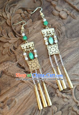 Chinese Traditional Palace Jade Earrings Ancient Bride Hanfu Jewelry Accessories for Women