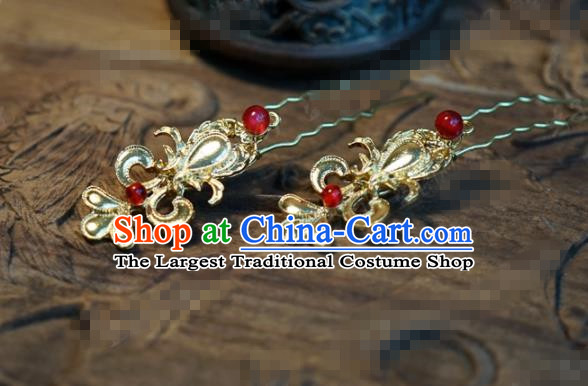 Chinese Ancient Wedding Queen Hair Jewelry Accessories Palace Golden Hair Clip Hairpins for Women