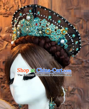 Chinese Ancient Qing Dynasty Queen Hat Wedding Bride Headdress for Women