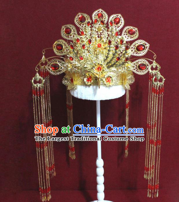Chinese Ancient Imperial Consort Phoenix Coronet Headdress Tang Dynasty Palace Wedding Hairpins Complete Set for Women