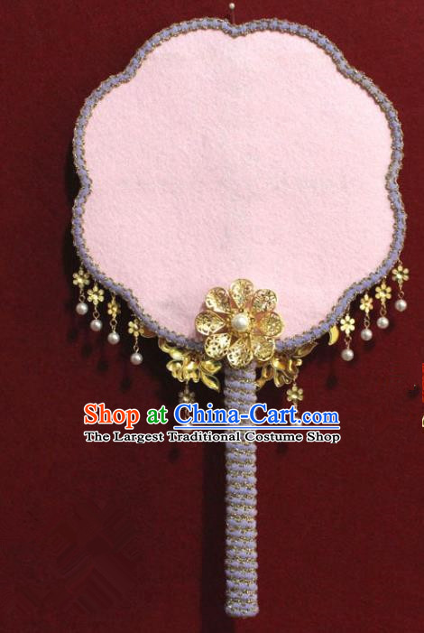 Chinese Traditional Pink Palace Fans Ancient Wedding Jewelry Accessories for Women