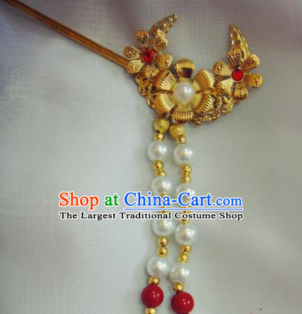 Chinese Traditional Classical Hair Accessories Ancient Princess Golden Tassel Hairpins for Women