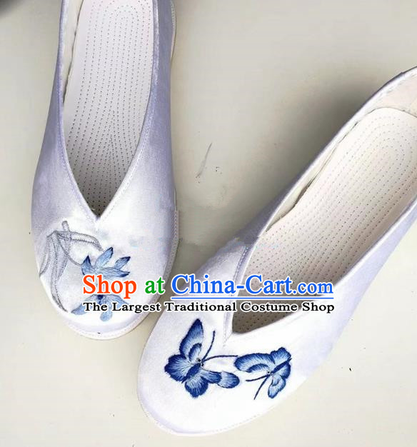 Chinese Traditional Hanfu Shoes Embroidered Butterfly Shoes Handmade Cloth Shoes for Women