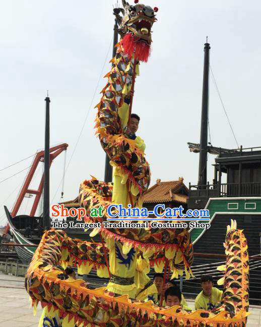 Chinese Folk Dance Dragon Dance Competition Black Dragon Head Traditional Dragon Dance Costumes Complete Set for Adult