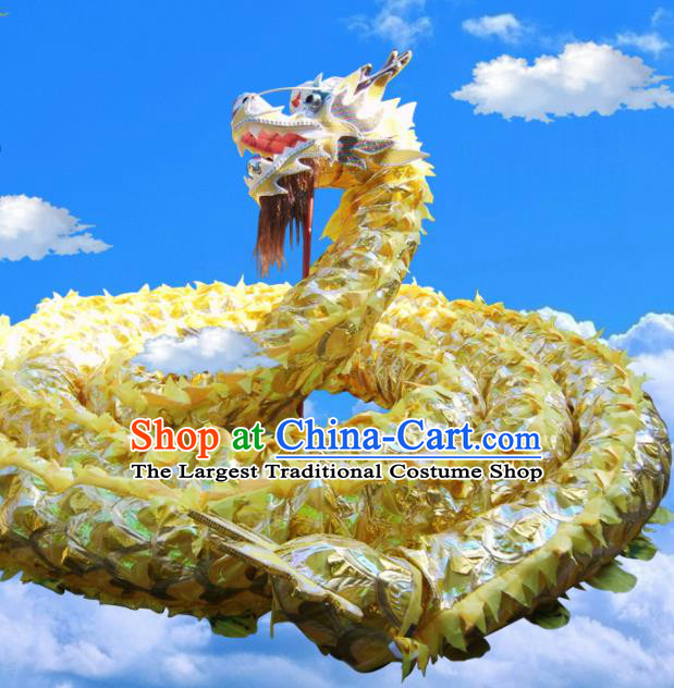 Chinese Folk Dance Dragon Dance Competition Yellow Dragon Head Traditional Dragon Dance Costumes Complete Set for Adult