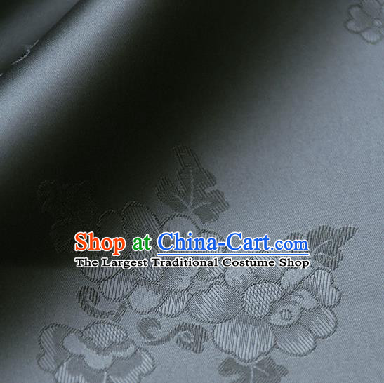 Traditional Asian Cloth Drapery Brocade Korean Hanbok Palace Grey Satin Silk Fabric