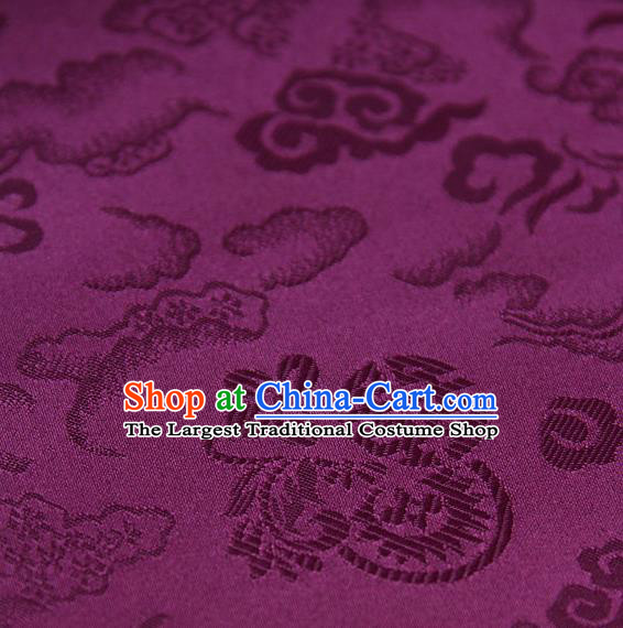 Traditional Asian Classical Cloth Drapery Purple Brocade Korean Hanbok Palace Satin Silk Fabric