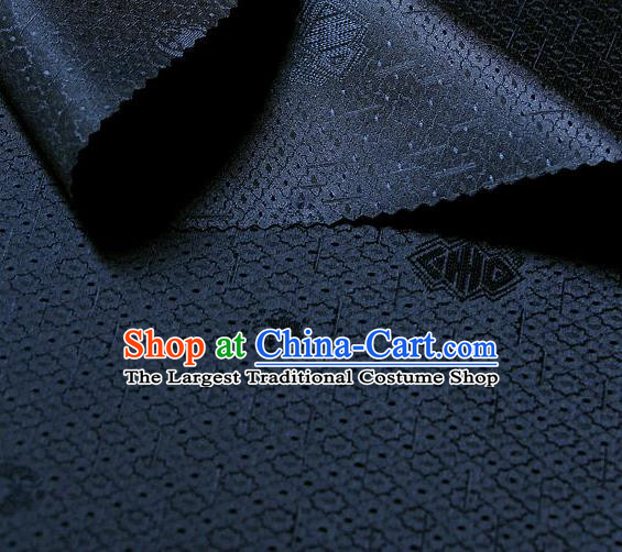 Traditional Asian Classical Pattern Cloth Drapery Navy Brocade Korean Hanbok Palace Satin Silk Fabric