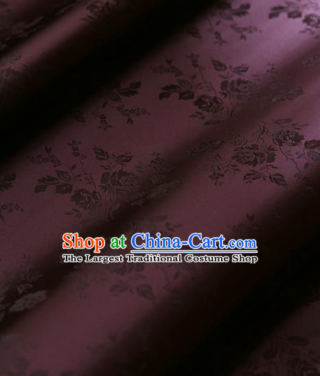 Traditional Asian Classical Pattern Cloth Drapery Wine Red Brocade Korean Hanbok Palace Satin Silk Fabric