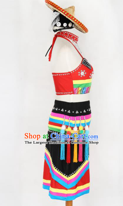 Chinese Ethnic Minority Dress Traditional Dai Nationality Folk Dance Costume for Women