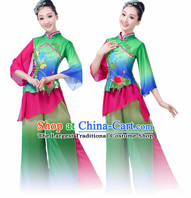 Chinese Traditional Folk Dance Green Costumes Classical Dance Yanko Dance Clothing for Women