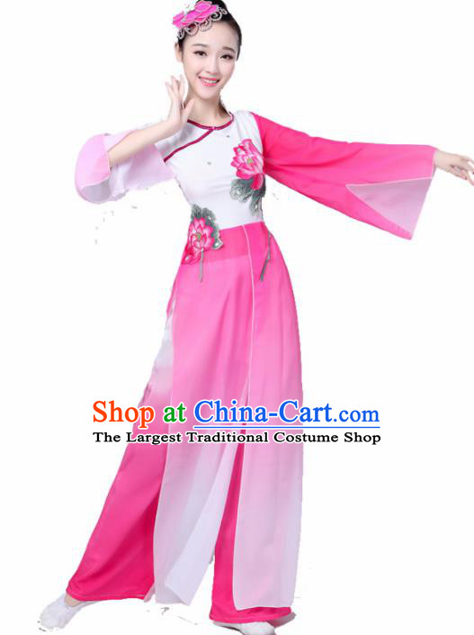 Chinese Traditional Folk Dance Pink Costumes Classical Dance Yanko Dance Clothing for Women