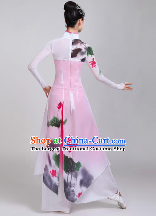 Chinese Traditional Folk Dance Costumes Classical Dance Lotus Dance White Dress for Women