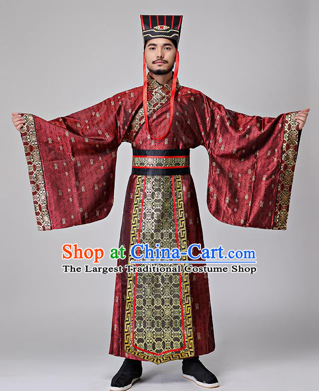 Traditional Chinese Han Dynasty Costumes Ancient Drama Chancellor Clothing for Men