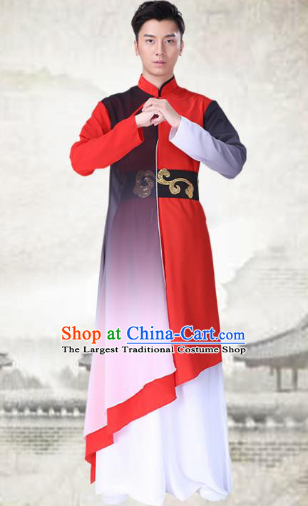 Chinese Traditional Folk Dance Red Clothing Classical Dance Costumes for Men