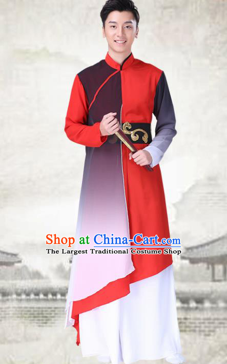 Chinese Traditional Folk Dance Red Clothing Classical Dance Costumes for Men