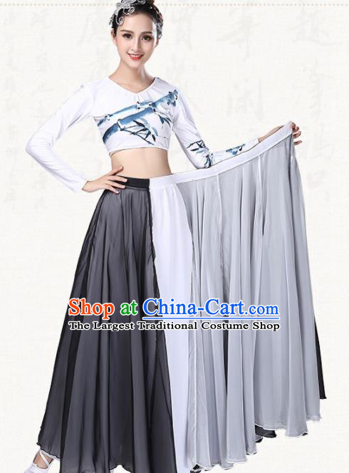 Chinese Traditional Classical Dance Grey Dress Ancient Group Dance Costumes for Women