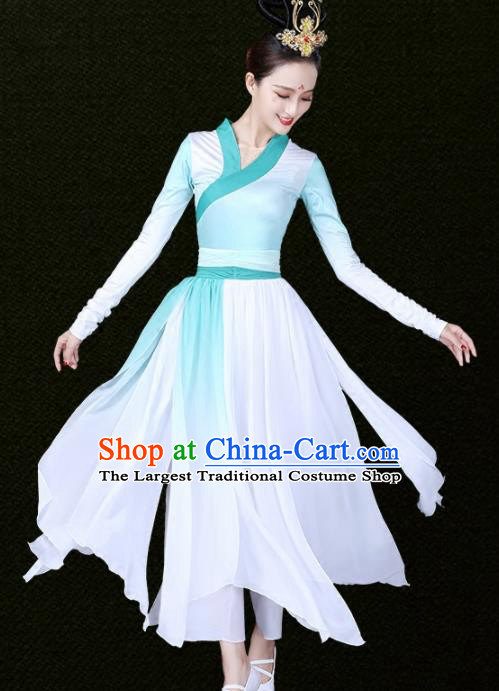 Chinese Traditional Classical Dance Green Dress China Group Dance Costumes for Women