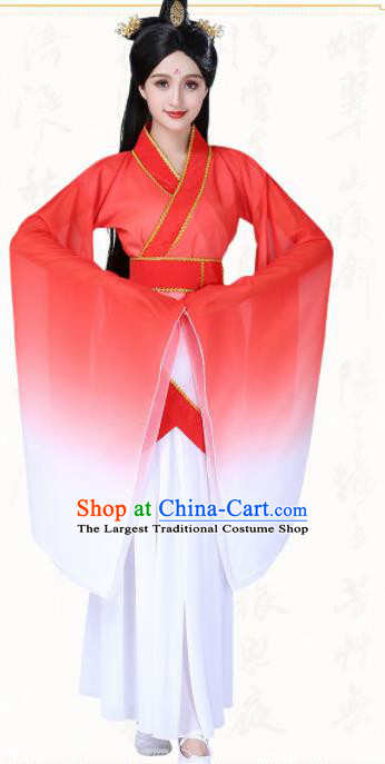 Chinese Traditional Classical Dance Red Hanfu Dress Ancient Group Dance Costumes for Women