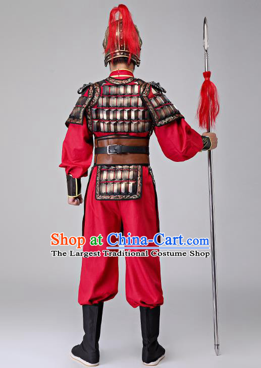 Traditional Chinese Han Dynasty General Costumes Ancient Drama Warrior Helmet and Body Armour for Men