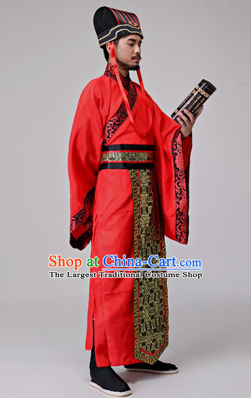 Traditional Chinese Three Kingdoms Period Minister Costumes Ancient Drama Chancellor Clothing for Men