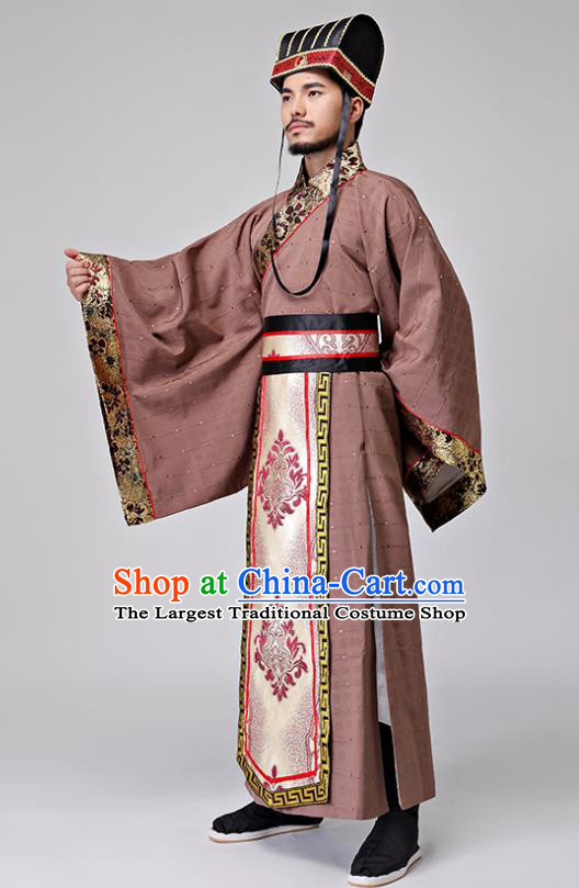 Traditional Chinese Ancient Drama Chancellor Clothing Three Kingdoms Period Minister Costumes for Men