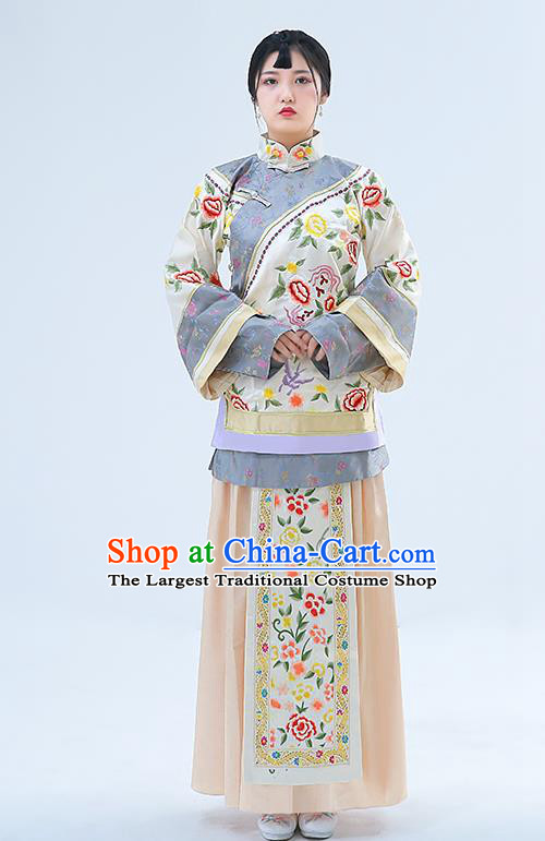 Traditional Chinese Drama Qing Dynasty Xiuhe Suit Ancient Nobility Lady Embroidered Costumes for Women