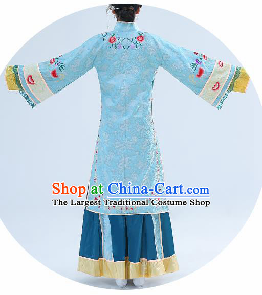 Traditional Chinese Qing Dynasty Drama Young Mistress Dress Ancient Nobility Lady Embroidered Costumes for Women