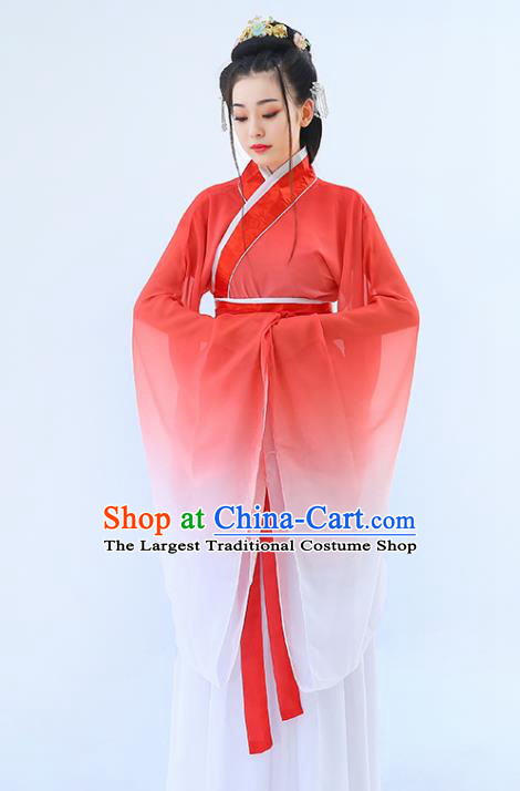 Traditional Chinese Han Dynasty Princess Red Hanfu Dress Ancient Drama Peri Costumes for Women