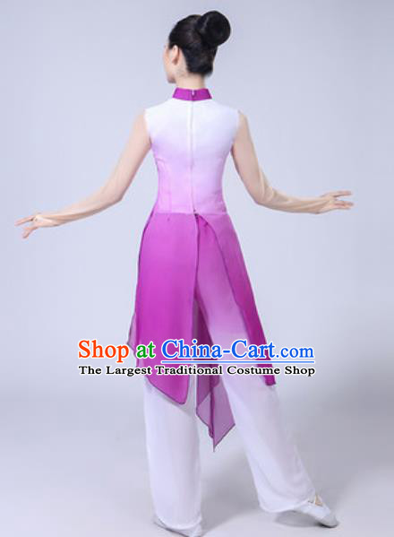 Traditional Chinese Classical Dance Costumes Fan Dance Group Dance Purple Dress for Women