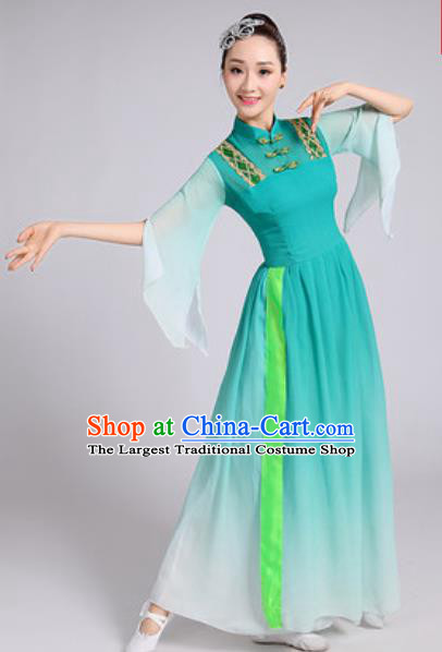 Traditional Chinese Classical Dance Costumes Lotus Dance Umbrella Dance Peacock Green Dress for Women