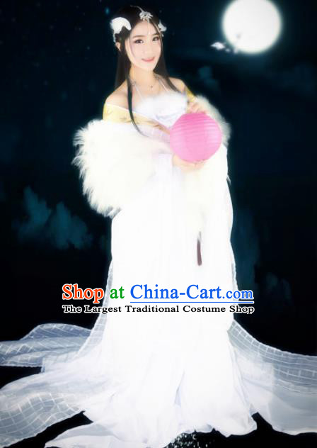 Traditional Chinese Cosplay Imperial Consort Costumes Ancient Peri White Hanfu Dress for Women