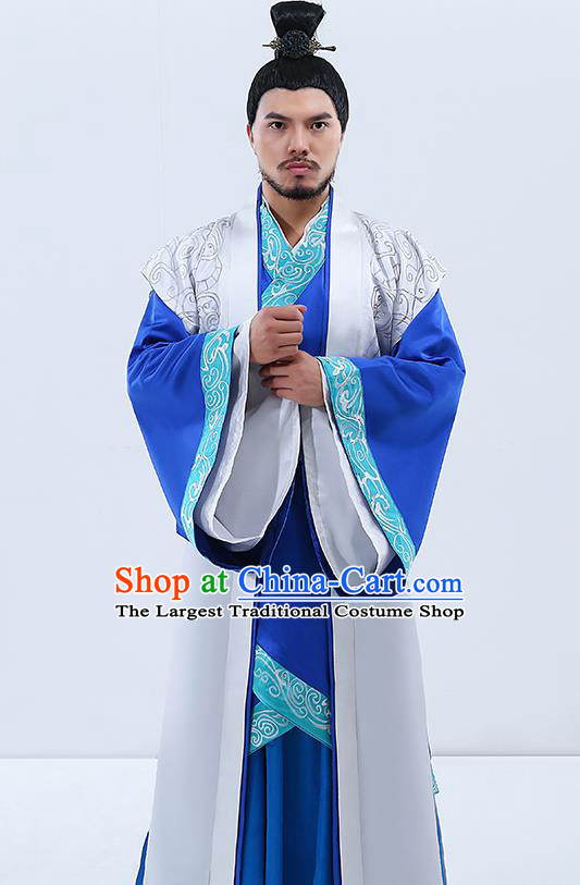 Traditional Chinese Han Dynasty Prime Minister Hanfu Clothing Ancient Drama Embroidered Costumes for Men