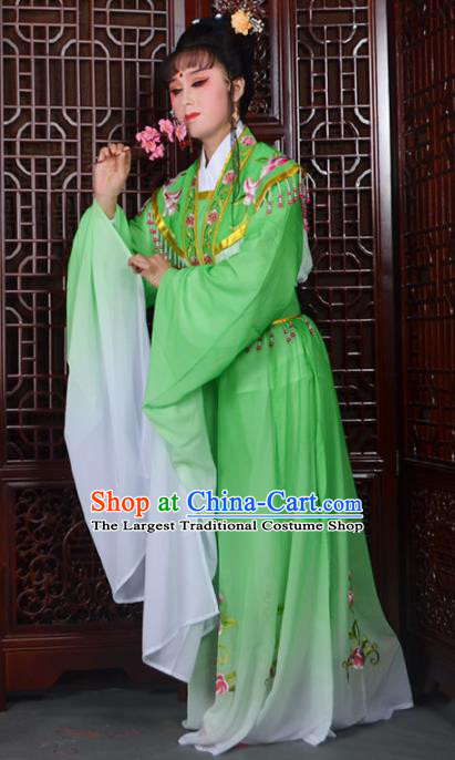Traditional Chinese Beijing Opera Actress Costumes Ancient Princess Embroidered Green Dress for Adults