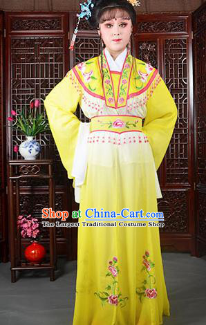 Traditional Chinese Beijing Opera Actress Costumes Ancient Princess Embroidered Yellow Dress for Adults