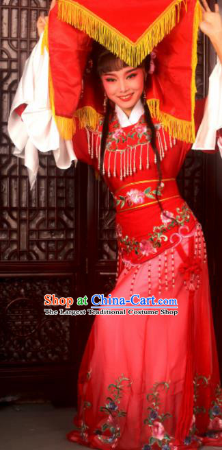 Traditional Chinese Peking Opera Costumes Ancient Peri Princess Red Dress for Adults