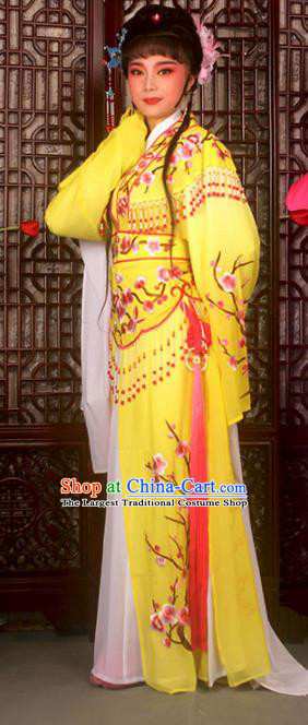 Traditional Chinese Peking Opera Imperial Consort Costumes Ancient Palace Lady Yellow Dress for Adults
