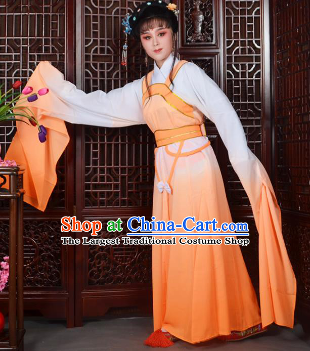 Traditional Chinese Beijing Opera Actress Costumes Ancient Peri Orange Dress for Adults
