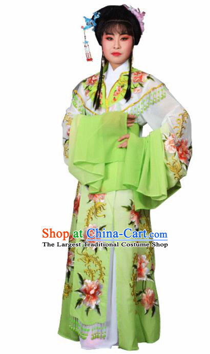 Traditional Chinese Peking Opera Palace Lady Costumes Ancient Imperial Consort Green Dress for Adults